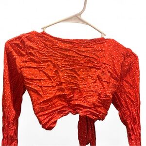 Elegant Red Crop Women's Blouse